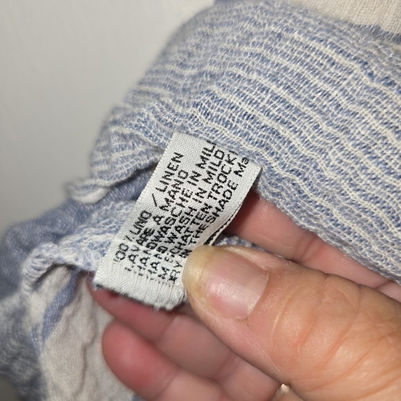 Stella Moda Linen Long Line Striped Tunic Tank Large Coastal Summer Breathable - Picture 6 of 6